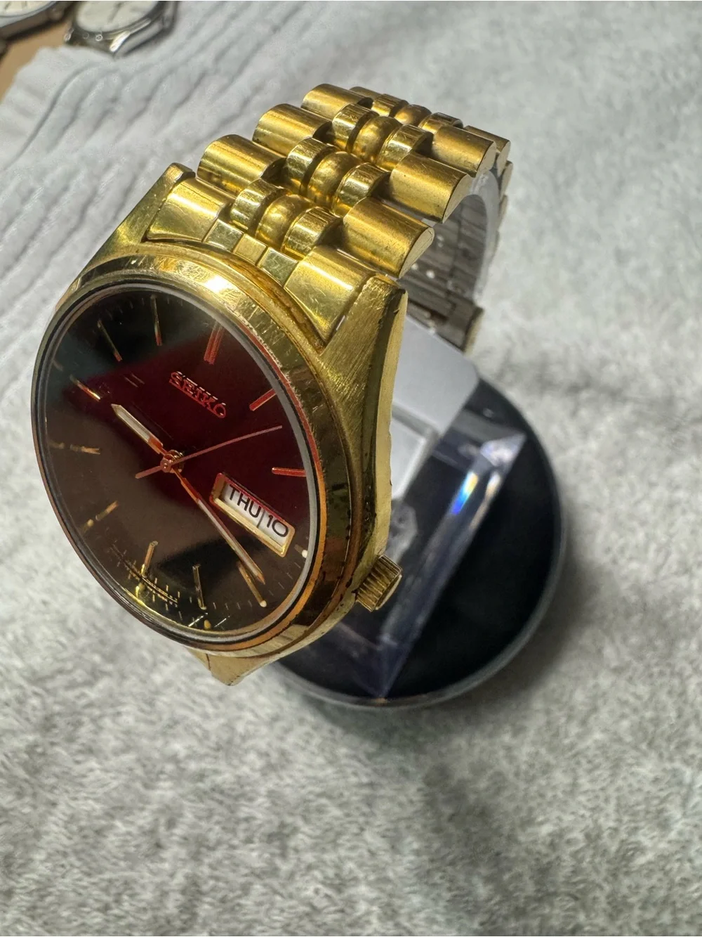 Seiko Gold-Tone Bracelet Watch with Black Dial